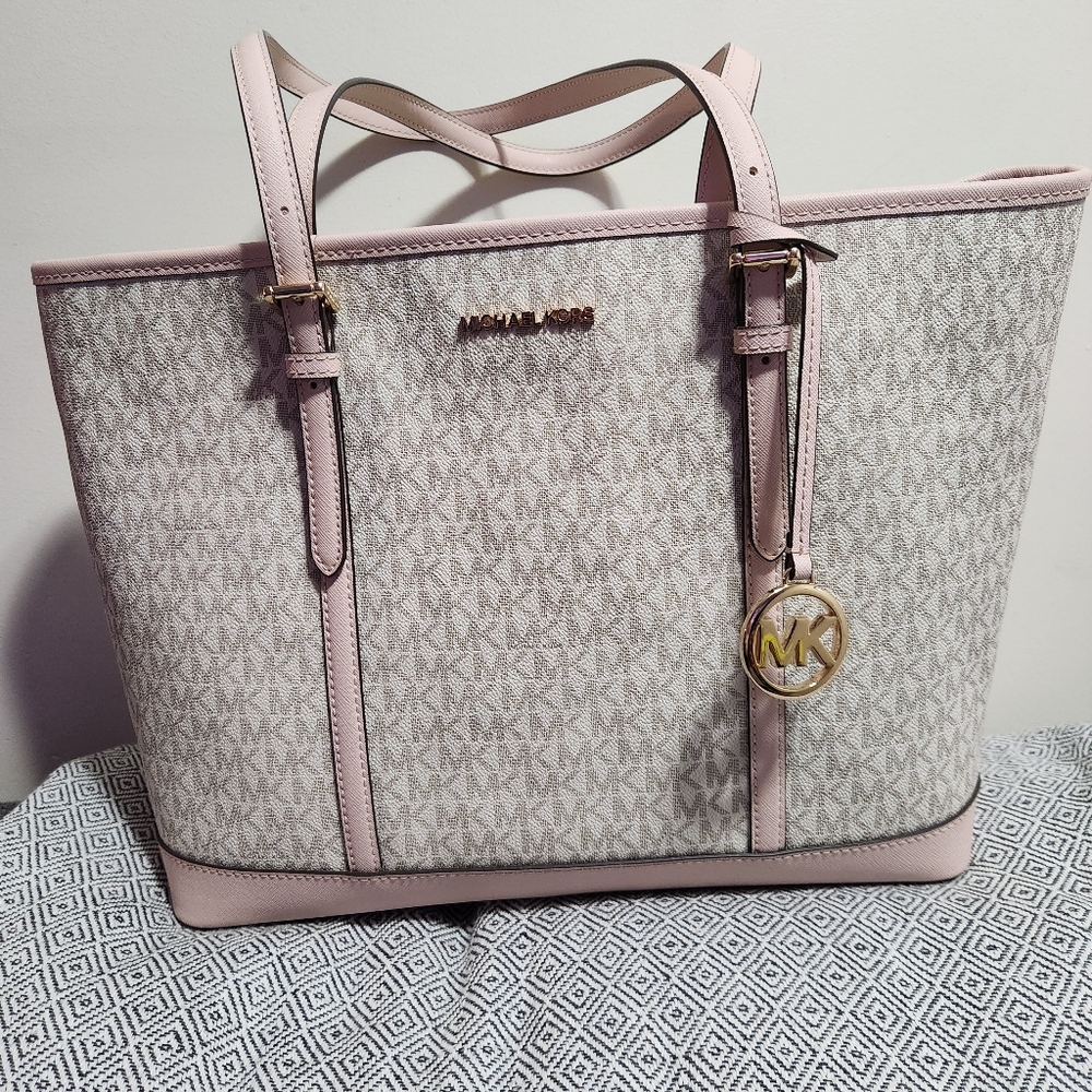 Michael Kors Pink and Cream Signature Tote